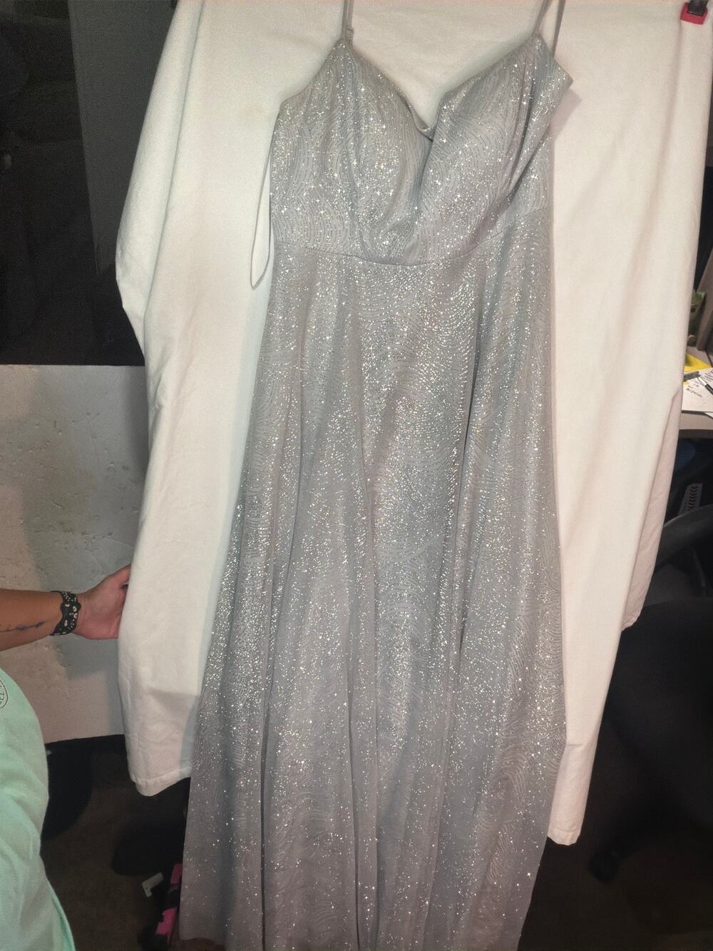 Windsor Long Silver Sparkle Formal Dress